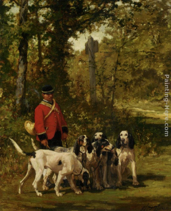 A Huntmaster on a Forest Trail painting - Charles Olivier De Penne A Huntmaster on a Forest Trail art painting